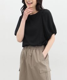 Honeys/袖異素材Ｔシャツ トップス カットソー 半袖 ボリューム袖 UVカット 無地 綿混素材 /506084602