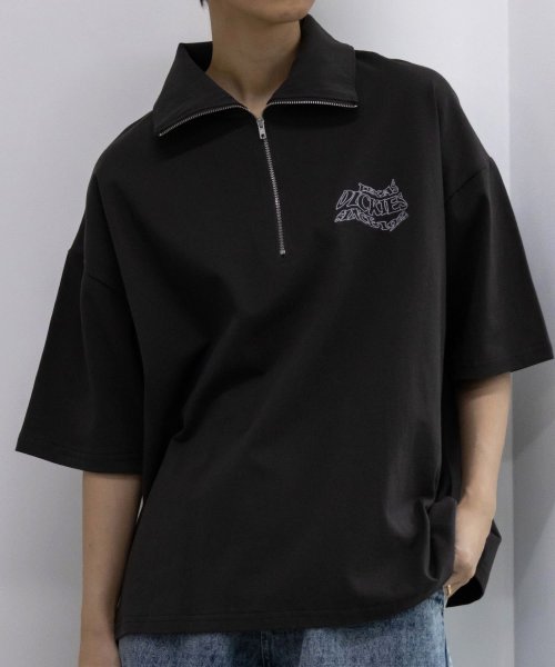 MAC HOUSE(women)(マックハウス（レディース）)/Dickies ディッキーズ ハーフジップTシャツ 4282－9934/チャコール