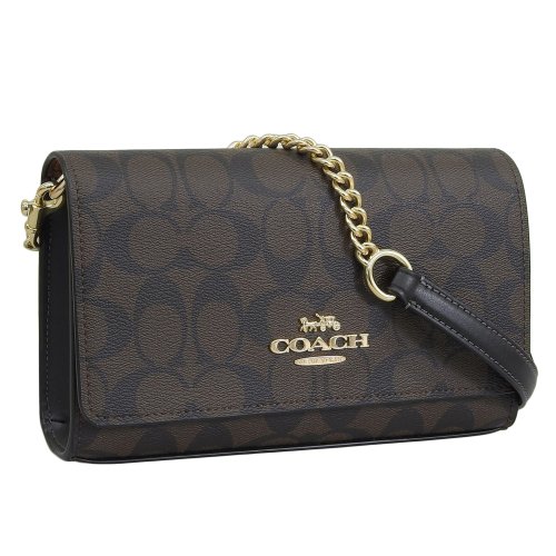 COACH(コーチ)/COACH コーチ FLAP CLUTCH CROSSBODY フラップ クラッチ シグネチャー 斜めがけ ショルダー バッグ/ブラウン