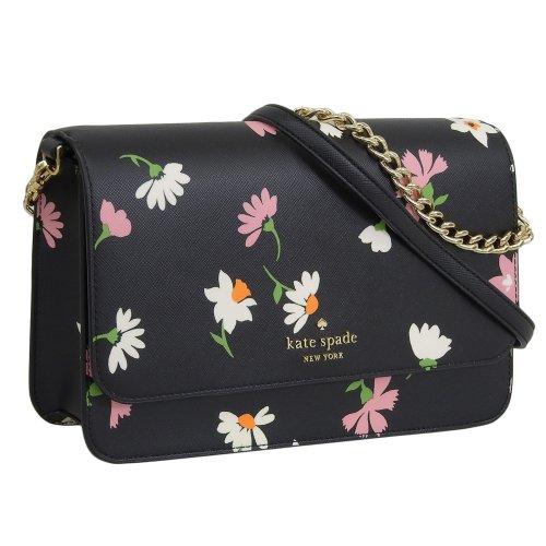 kate spade new york(ケイトスペードニューヨーク)/KATE SPADE ケイトスペード MADISON FLAP CROSSBODY マディソン フローラル プリント フラップ クロスボディ ハンド バッグ  /ブラック