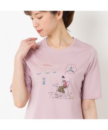 LOBJIE(ロブジェ)/Lobin刺繍 Tシャツ（カフェ）/ピンク