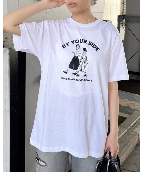 RAD CHAMP(ラッドチャンプ)/BY YOUR SIDE デザインプリントTシャツ/ホワイト