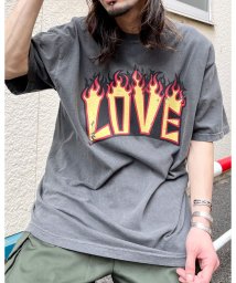 MODISH GAZE/LOVEロゴプリント ピグメント加工 ビッグシルエットTシャツ/506094709