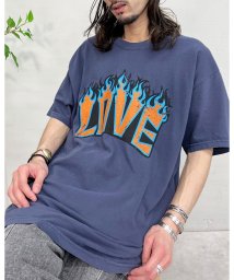 MODISH GAZE(モディッシュ ガゼ)/LOVEロゴプリント ピグメント加工 ビッグシルエットTシャツ/ネイビー