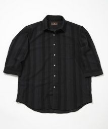 Men's Bigi(メンズビギ)/ストライプメッシュ7分シアーシャツ/ブラック