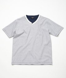 Men's Bigi(メンズビギ)/膨れジャカードVネックTシャツ/ブルー系