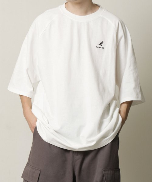 ZIP FIVE(ジップファイブ)/KANGOL×ZIPFIVE　ピスネーム入りピグメント2タイプ半袖Tシャツ/ホワイト
