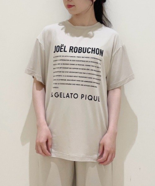 gelato pique(gelato pique)/【JOEL ROBUCHON】レーヨンロゴTシャツ/BEG
