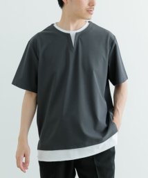 ITEMS URBANRESEARCH(アイテムズアーバンリサーチ（メンズ）)/『イージーケア/吸水速乾』高機能ワッフル フェイクレイヤーキーネックTシャツ/CHA