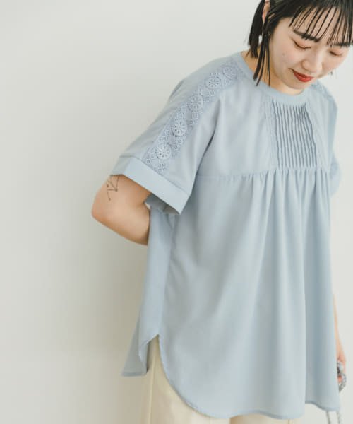 ITEMS URBANRESEARCH(アイテムズ アーバンリサーチ（レディース）)/ピンタックレースブラウス/L.BLU