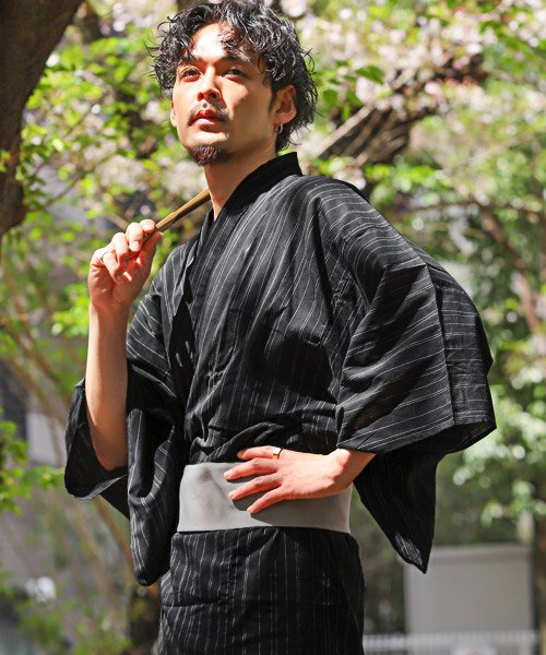雅浴衣4点セット/浴衣 メンズ ゆかた 和服 和装 帯 扇子 下駄 4点 