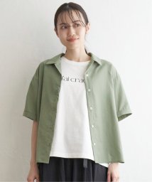ikka(イッカ)/涼やかオープンカラ−シャツ/グリーン