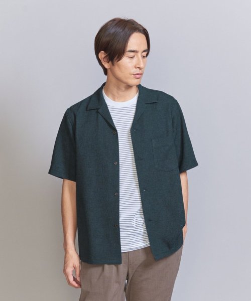 BEAUTY&YOUTH UNITED ARROWS(ビューティーアンドユース　ユナイテッドアローズ)/グリッティ オープンカラー リラックスレギュラー シャツ/DK.GREEN