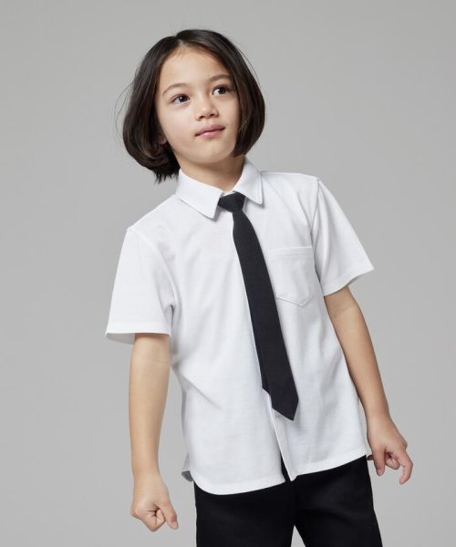 COMME CA ISM KIDS(コムサイズム（キッズ）)/ネクタイ付き半袖シャツ(100－130cm)/ホワイト
