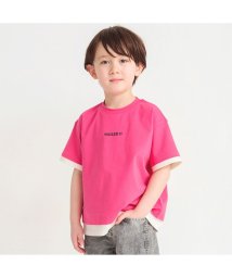 BRANSHES(ブランシェス)/【ロイヤルコットン100％】レイヤード風半袖Tシャツ/ピンク