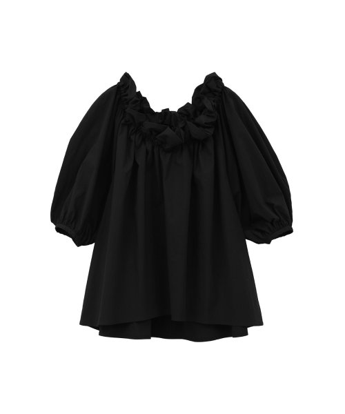 CLANE(クラネ)/2WAY PUFF NECK TOPS/BLACK