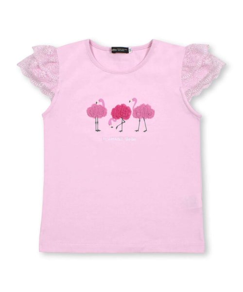 BeBe(ベベ)/レース袖フラミンゴフリルTシャツ(90~150cm)/ピンク