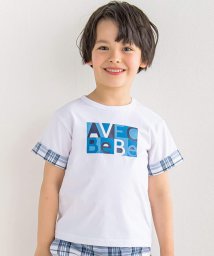 BeBe/【お揃い】グラフィックロゴプリント袖切り替え半袖Tシャツ(90~150cm)/506081682