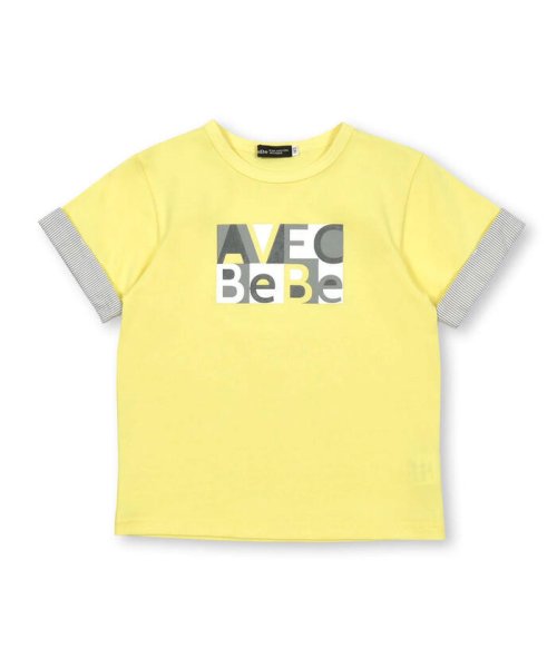 BeBe(ベベ)/【お揃い】グラフィックロゴプリント袖切り替え半袖Tシャツ(90~150cm)/イエロー