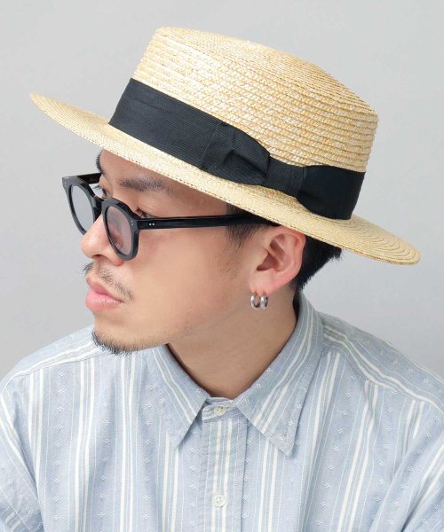 ReqHatter レックハッター カンカン帽 麦わら帽子 ストローハット ロングブリム 夏