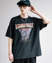 Rocky Monroe(ロッキーモンロー)/プリントTシャツ 半袖 バンドT メンズ レディース カットソー ビッグシルエット オーバーサイズ クールネック ピグメント加工 ケミカル加工 イーグル バイク/ブラック系1