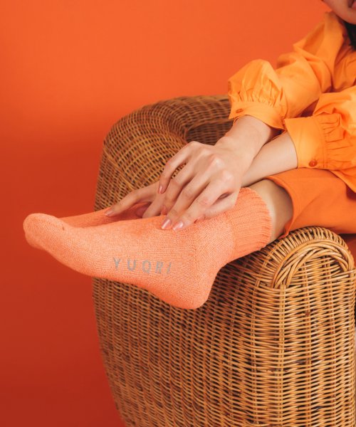 YUQRI(YUQRI)/【YUQRI / ユクリ】comfy pile double rib 靴下 ソックス ギフト プレゼント 消臭抗菌/オレンジ