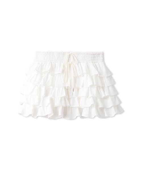 フリルティアードスカショーパン ホワイト ブラック 予めご了承ください