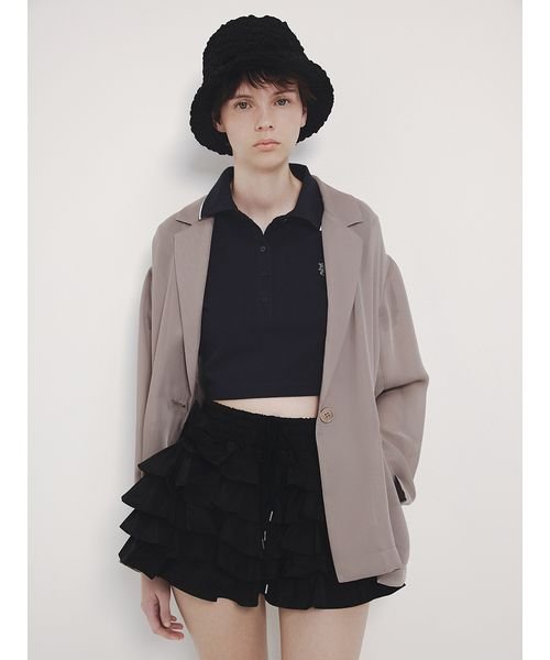 フリルティアードスカショーパン ホワイト ブラック 予めご了承ください