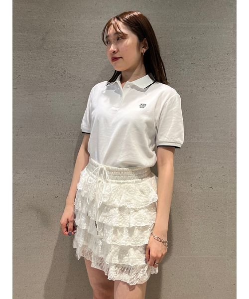 フリルティアードスカショーパン ホワイト ブラック 予めご了承ください