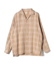 SHIPS Days(シップス　デイズ)/【SHIPS DAYS別注】UNDYED:  ダブルガーゼ チェック オープンカラー シャツ/カーキ