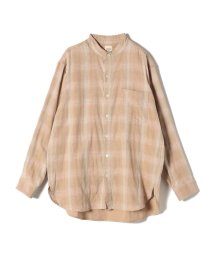 SHIPS Days(シップス　デイズ)/【SHIPS DAYS別注】UNDYED: ダブルガーゼ チェック バンドカラー シャツ/カーキ