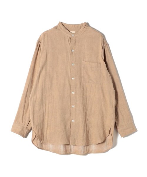 SHIPS Days(シップス　デイズ)/【SHIPS DAYS別注】UNDYED: ダブルガーゼ チェック バンドカラー シャツ/ライトブラウン