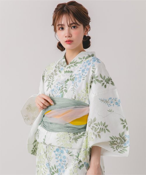 [浴衣+帯]綿麻生地はんなり藤柄/レディース/浴衣/帯/浴衣セット/綿麻/花柄/藤/モダン 人気・おすすめ｜売れ筋商品・話題商品におすすめ 品質チェック済み 安心配送 今月のおすすめ