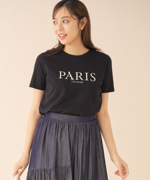 index(インデックス)/PARISパール調デザインTシャツ【洗濯機洗い可】/ブラック（019）