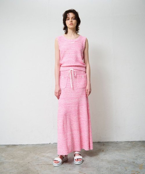 【セットアップ対応商品】ネップツイードニットスカート 