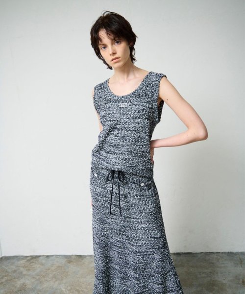 【セットアップ対応商品】ネップツイードニットノースリーブ 