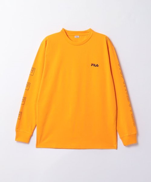 fila(men)(フィラ（メンズ）)/【フィラ】形状記憶糸　ロゴ長袖Tシャツ/オレンジ
