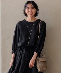 NIJYUSANKU（LARGE SIZE）(２３区（大きいサイズ）)/【洗える】LIBECO ベルト付き ブラウス/ブラック