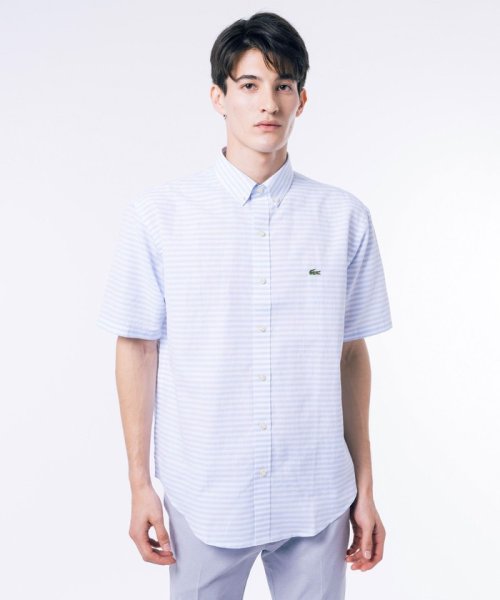 LACOSTE Mens(ラコステ　メンズ)/コットンリネンボーダーシャツ/サックスブルー