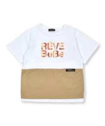 BeBe(ベベ)/タフタ切り替え発砲プリントマーブルロゴ半袖Tシャツ(90~150cm)/ホワイト