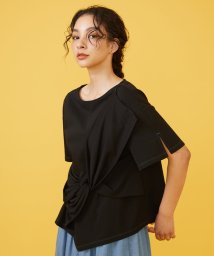 Jocomomola(ホコモモラ)/Enredadera 異素材ドッキングTシャツ/ブラック