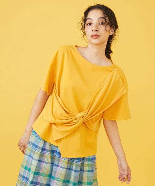 Jocomomola(ホコモモラ)/Enredadera 異素材ドッキングTシャツ/オレンジ