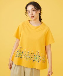 Jocomomola(ホコモモラ)/Enredadera フラワー刺繍Tシャツ/オレンジ
