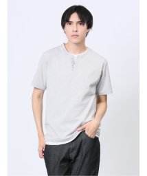 m.f.editorial(エムエフエディトリアル)/メランジジャージー フェイクキーネック半袖Tシャツ メンズ Tシャツ カットソー カジュアル インナー トップス ギフト プレゼント/ホワイト