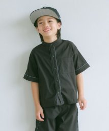 green label relaxing （Kids）(グリーンレーベルリラクシング（キッズ）)/TJ パイピング バンドカラーシャツ 100cm－130cm/BLACK