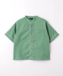 green label relaxing （Kids）(グリーンレーベルリラクシング（キッズ）)/TJ パイピング バンドカラーシャツ 100cm－130cm/OLIVE
