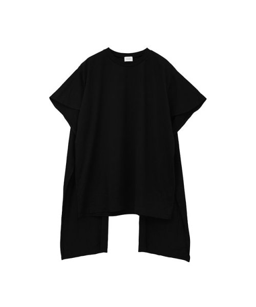 MANOF(マノフ)/BACK LAYERED CUT TOPS/BLACK