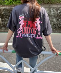 me Jane(ミージェーン)/ピンクパンサーバックプリントビッグTシャツ/ﾁｬｺｰﾙｸﾞﾚｰ