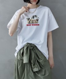 etoll.(エトル)/etoll. エトル 猫プリントビッグTシャツ トップス Tシャツ カットソー 半袖 綿混 プリント 猫 ねこ ビッグシルエット オーバーサイズ ルーズ ゆった/オフホワイト系1