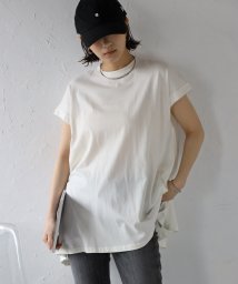 Bonjour Sagan(ボンジュールサガン)/裾フレアフレンチスリーブTシャツ/OFF-WHITE